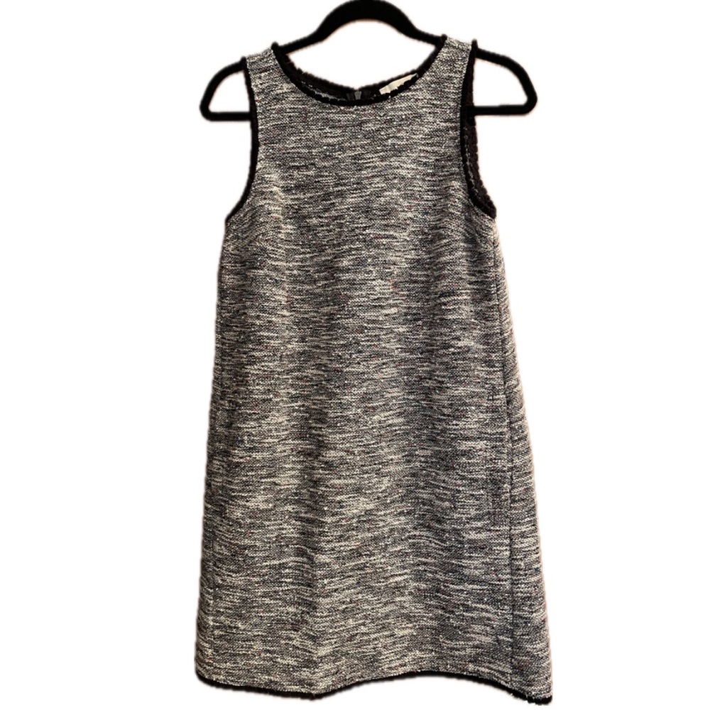 LOFT Black and White Sheath Dress Sleeveless Crew Neck